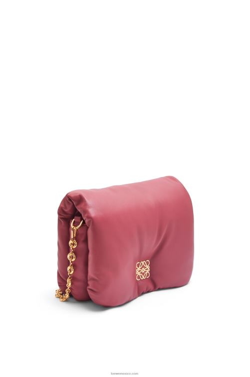 ciruela bolso puffer goya de napa de cordero brillante Loewe R8J8Z489 mujer