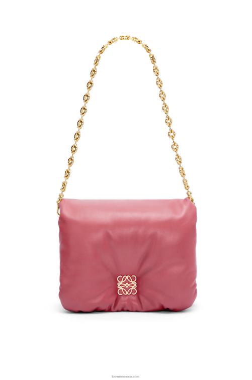 ciruela bolso puffer goya de napa de cordero brillante Loewe R8J8Z489 mujer