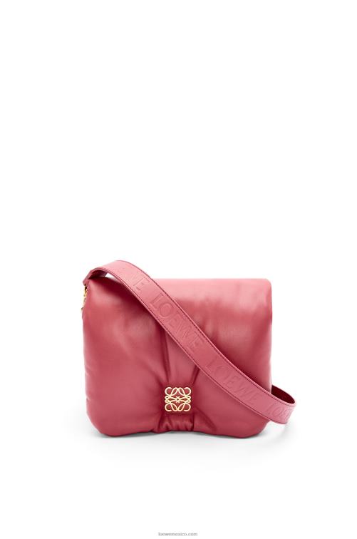 ciruela bolso puffer goya de napa de cordero brillante Loewe R8J8Z489 mujer