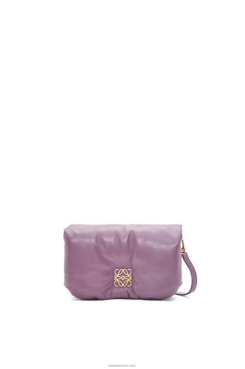 lavanda bolso goya mini puffer de piel de cordero napa brillante Loewe R8J8Z322 mujer