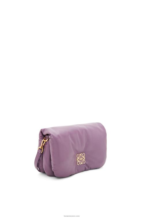 lavanda bolso goya mini puffer de piel de cordero napa brillante Loewe R8J8Z322 mujer