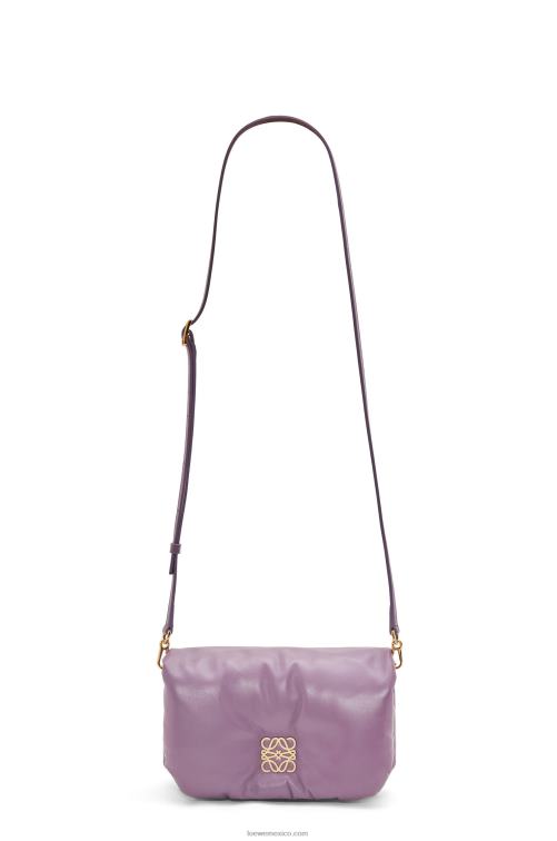 lavanda bolso goya mini puffer de piel de cordero napa brillante Loewe R8J8Z322 mujer