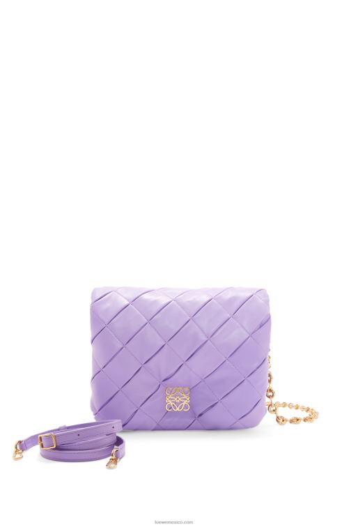 malva claro Puffer goya de piel de cordero napa brillante plisada Loewe R8J8Z379 mujer
