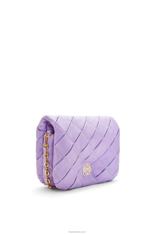malva claro Puffer goya de piel de cordero napa brillante plisada Loewe R8J8Z379 mujer