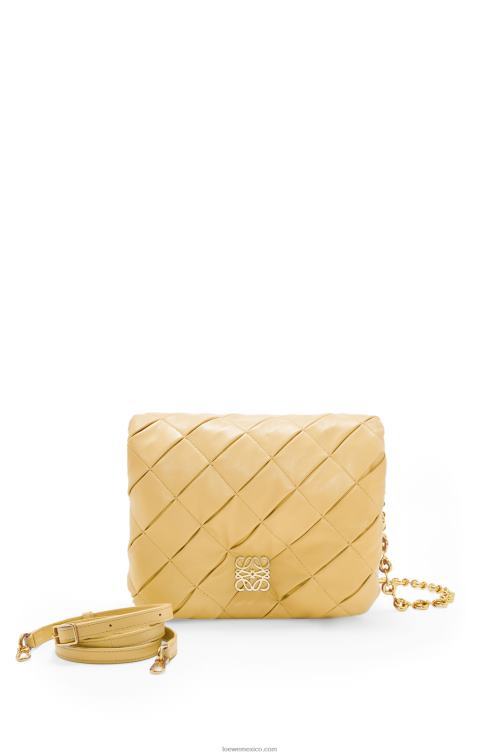mantequilla oscura Puffer goya de piel de cordero napa brillante plisada Loewe R8J8Z381 mujer