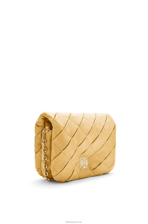 mantequilla oscura Puffer goya de piel de cordero napa brillante plisada Loewe R8J8Z381 mujer