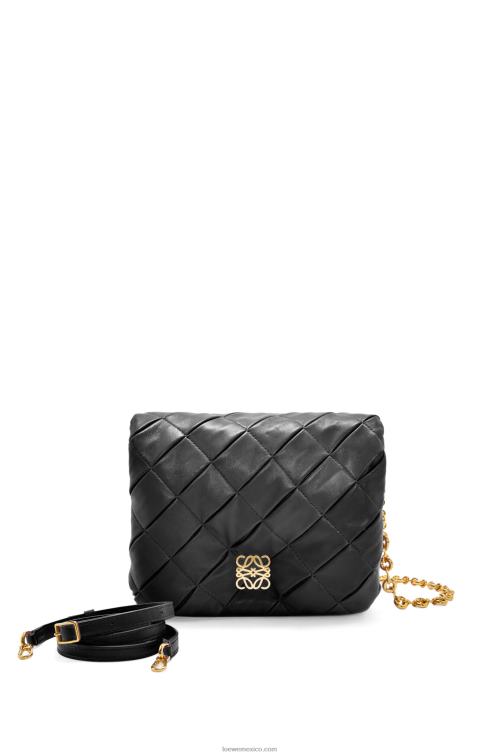 negro Puffer goya de piel de cordero napa brillante plisada Loewe R8J8Z384 mujer