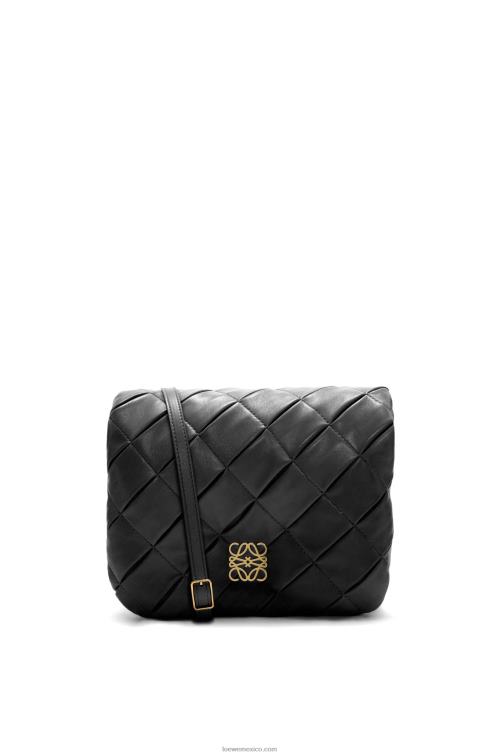 negro Puffer goya de piel de cordero napa brillante plisada Loewe R8J8Z384 mujer