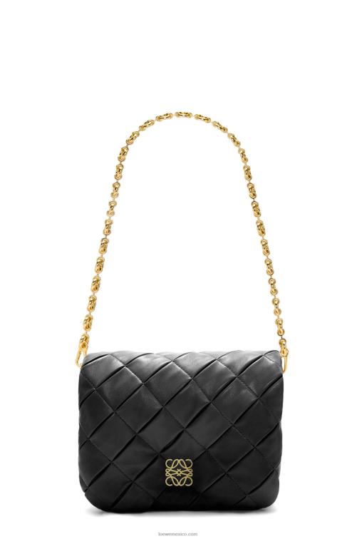 negro Puffer goya de piel de cordero napa brillante plisada Loewe R8J8Z384 mujer