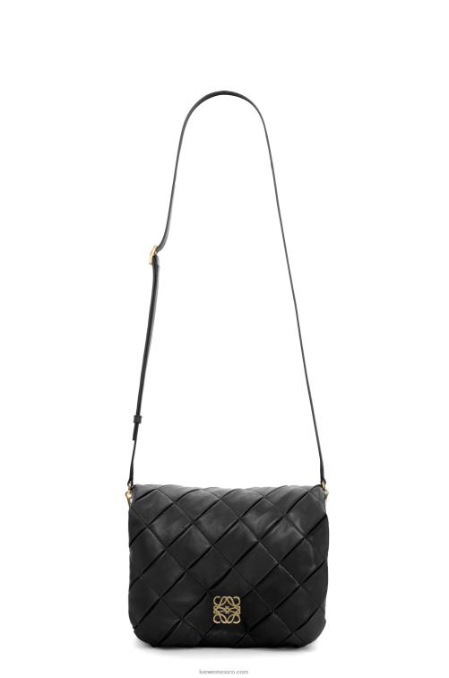 negro Puffer goya de piel de cordero napa brillante plisada Loewe R8J8Z384 mujer