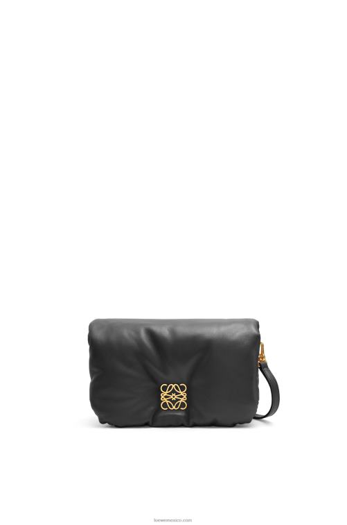 negro bolso goya mini puffer de piel de cordero napa brillante Loewe R8J8Z413 mujer