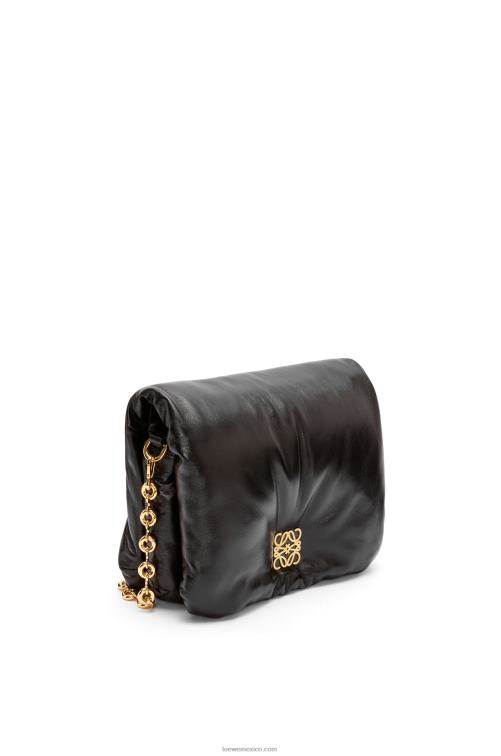 negro bolso puffer goya de napa de cordero brillante Loewe R8J8Z385 mujer