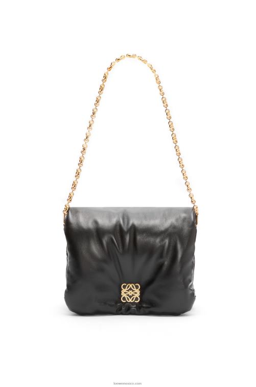 negro bolso puffer goya de napa de cordero brillante Loewe R8J8Z385 mujer