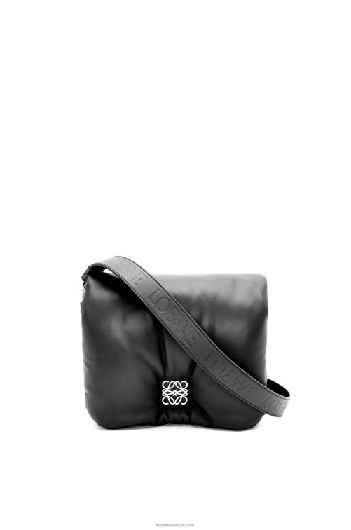 negro bolso puffer goya de napa de cordero brillante Loewe R8J8Z385 mujer