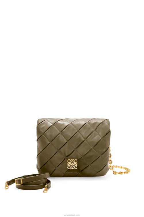 verde caqui oscuro Puffer goya de piel de cordero napa brillante plisada Loewe R8J8Z382 mujer