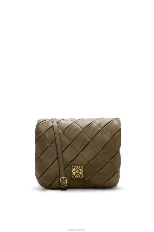 verde caqui oscuro Puffer goya de piel de cordero napa brillante plisada Loewe R8J8Z382 mujer