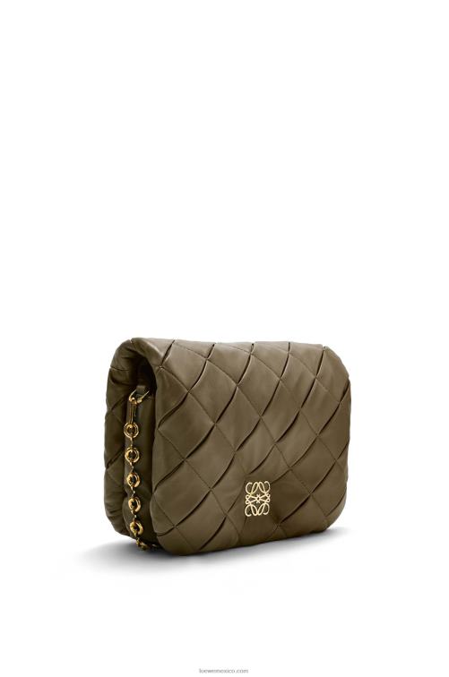 verde caqui oscuro Puffer goya de piel de cordero napa brillante plisada Loewe R8J8Z382 mujer