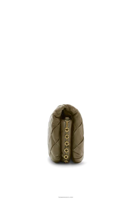 verde caqui oscuro Puffer goya de piel de cordero napa brillante plisada Loewe R8J8Z382 mujer