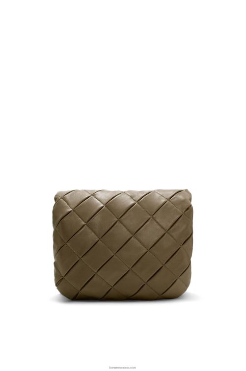 verde caqui oscuro Puffer goya de piel de cordero napa brillante plisada Loewe R8J8Z382 mujer
