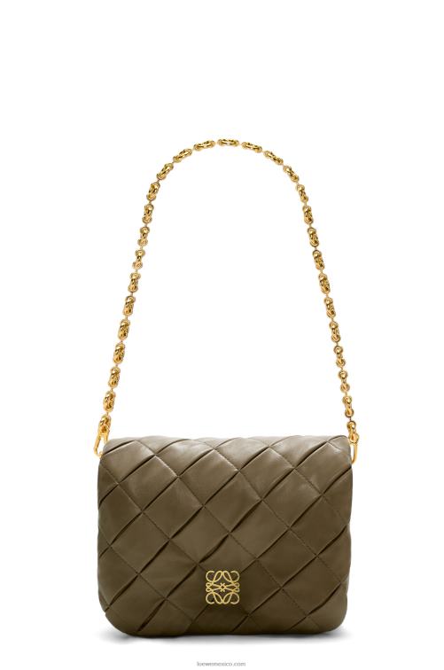 verde caqui oscuro Puffer goya de piel de cordero napa brillante plisada Loewe R8J8Z382 mujer