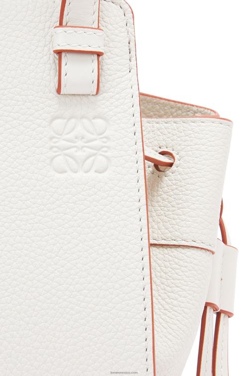 blanco suave mini hamaca con cordón de suave piel de becerro granulada Loewe R8J8Z313 mujer