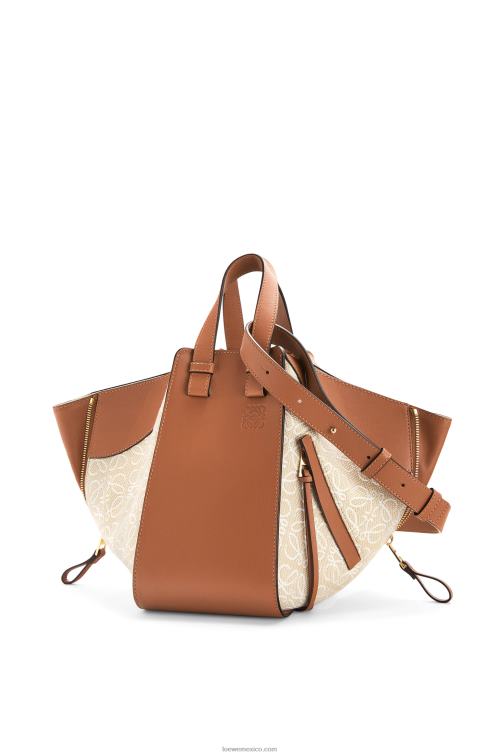 crudo/bronceado bolso hamaca pequeño de jacquard anagrama y piel de becerro Loewe R8J8Z523 mujer