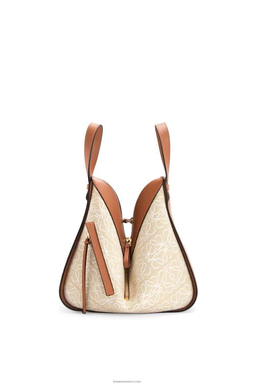 crudo/bronceado bolso hamaca pequeño de jacquard anagrama y piel de becerro Loewe R8J8Z523 mujer