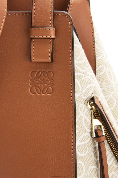 crudo/bronceado bolso hamaca pequeño de jacquard anagrama y piel de becerro Loewe R8J8Z523 mujer