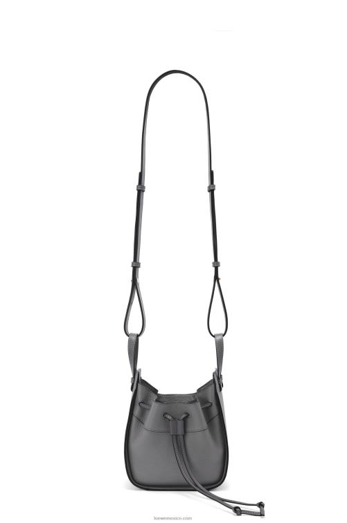 gris asfalto mini hamaca con cordón de suave piel de becerro granulada Loewe R8J8Z252 mujer