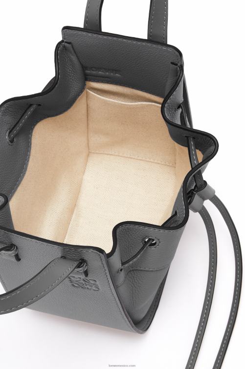 gris asfalto mini hamaca con cordón de suave piel de becerro granulada Loewe R8J8Z252 mujer