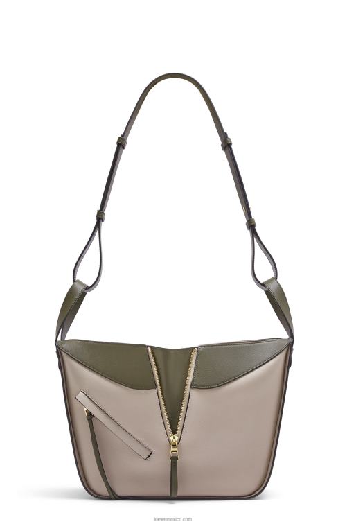 verde otoño/avena claro bolso hamaca pequeño de piel de becerro clásica Loewe R8J8Z525 mujer