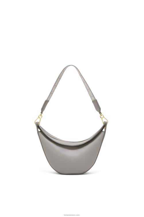 Perla gris Bolso luna pequeño de piel de becerro satinada y jacquard Loewe R8J8Z476 mujer