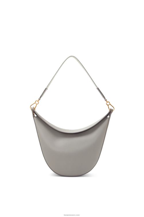 Perla gris bolso luna de piel de becerro satinada y jacquard Loewe R8J8Z533 mujer