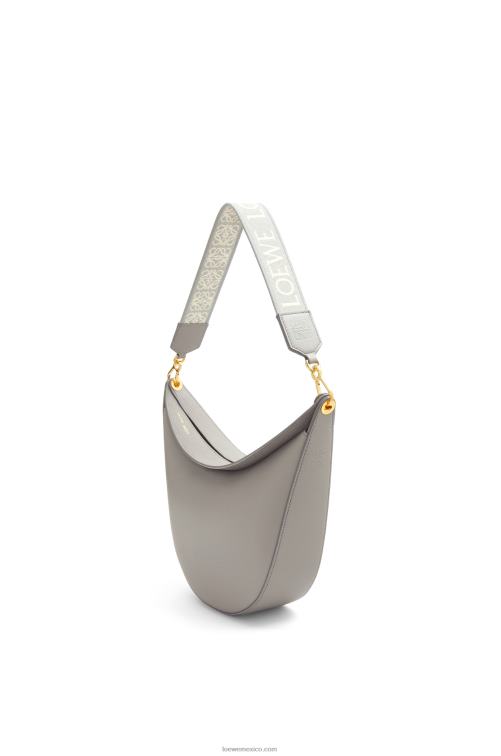 Perla gris bolso luna de piel de becerro satinada y jacquard Loewe R8J8Z533 mujer