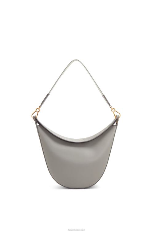 Perla gris bolso luna de piel de becerro satinada y jacquard Loewe R8J8Z533 mujer