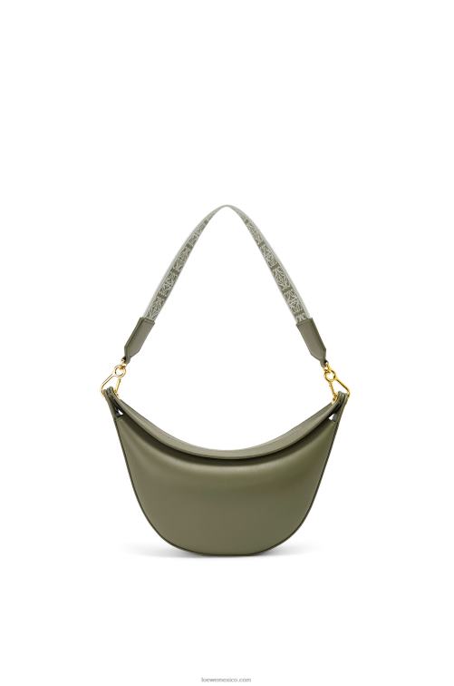 aguacate verde Bolso luna pequeño de piel de becerro satinada y jacquard Loewe R8J8Z474 mujer