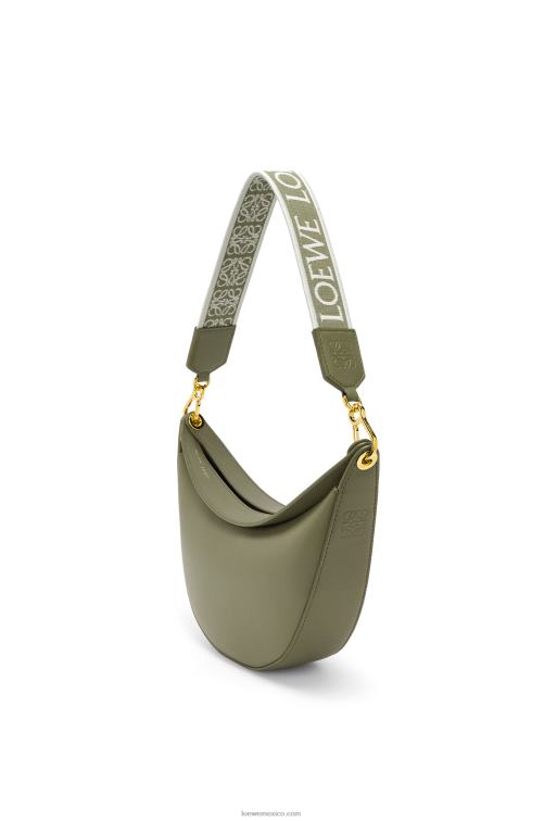 aguacate verde Bolso luna pequeño de piel de becerro satinada y jacquard Loewe R8J8Z474 mujer