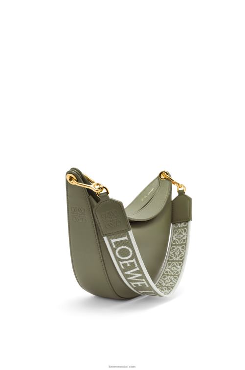 aguacate verde Bolso luna pequeño de piel de becerro satinada y jacquard Loewe R8J8Z474 mujer