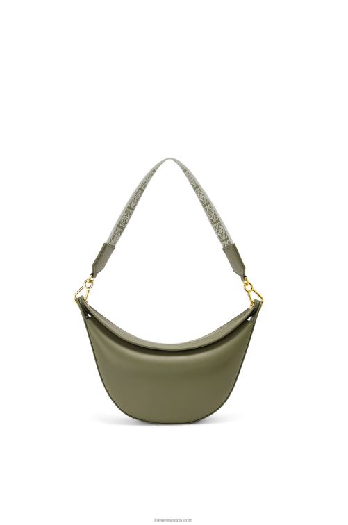 aguacate verde Bolso luna pequeño de piel de becerro satinada y jacquard Loewe R8J8Z474 mujer