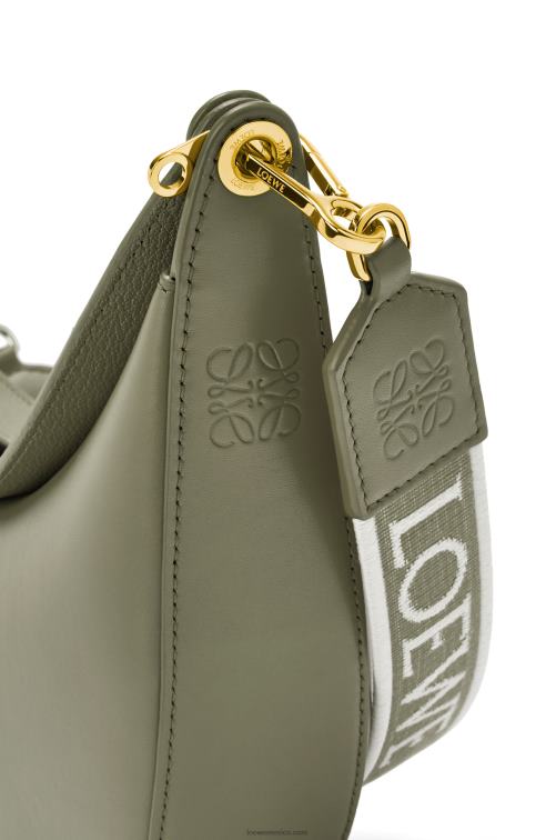 aguacate verde Bolso luna pequeño de piel de becerro satinada y jacquard Loewe R8J8Z474 mujer