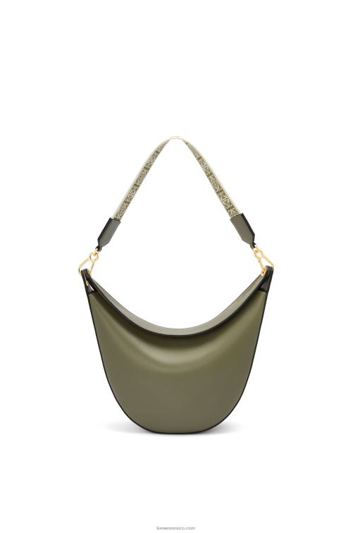 aguacate verde bolso luna de piel de becerro satinada y jacquard Loewe R8J8Z511 mujer