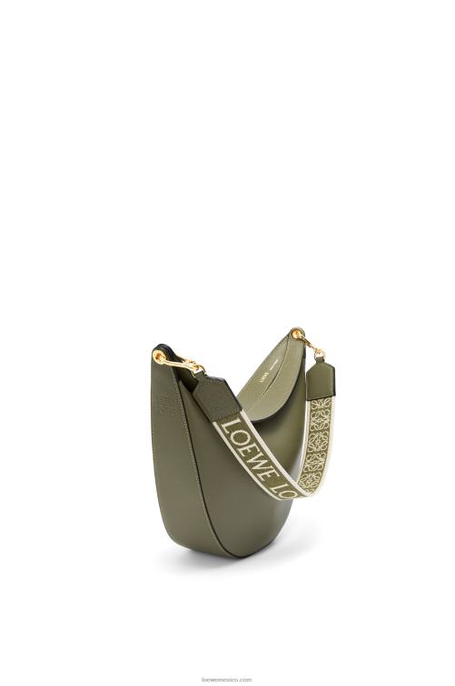 aguacate verde bolso luna de piel de becerro satinada y jacquard Loewe R8J8Z511 mujer