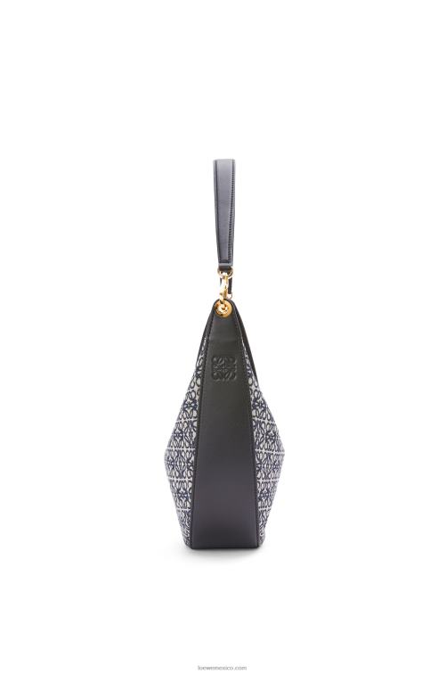 azul marino/negro bolso luna de jacquard anagrama y piel de becerro clásica Loewe R8J8Z451 mujer