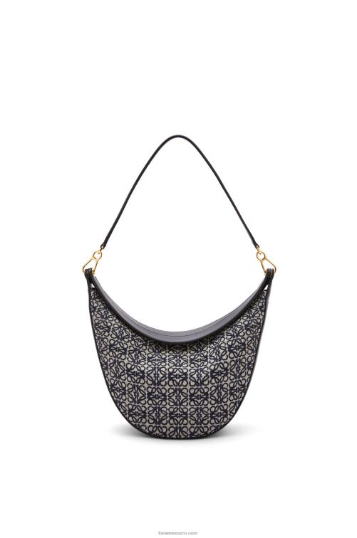 azul marino/negro bolso luna de jacquard anagrama y piel de becerro clásica Loewe R8J8Z451 mujer