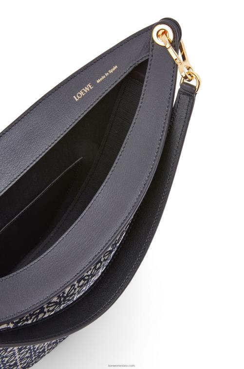 azul marino/negro bolso luna de jacquard anagrama y piel de becerro clásica Loewe R8J8Z451 mujer