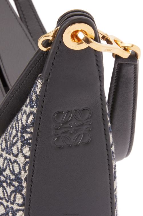 azul marino/negro bolso luna de jacquard anagrama y piel de becerro clásica Loewe R8J8Z451 mujer