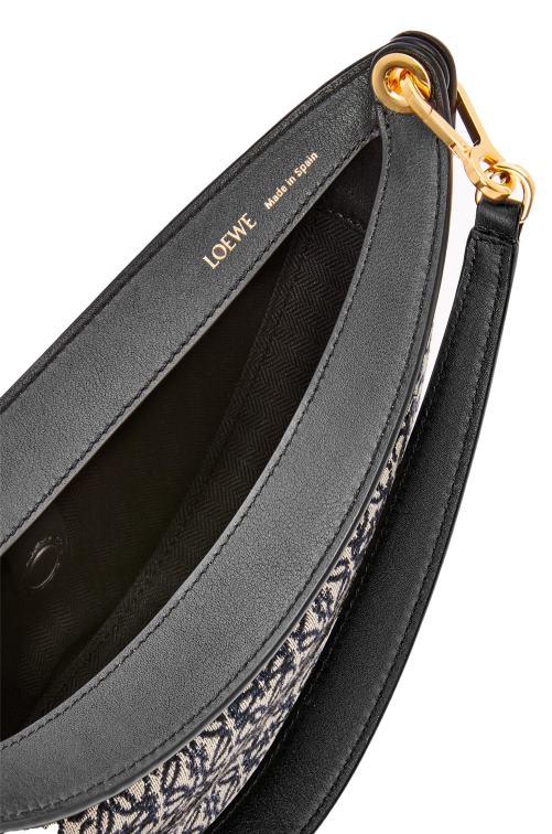 azul marino/negro bolso luna pequeño de jacquard anagrama y piel de becerro clásica Loewe R8J8Z450 mujer