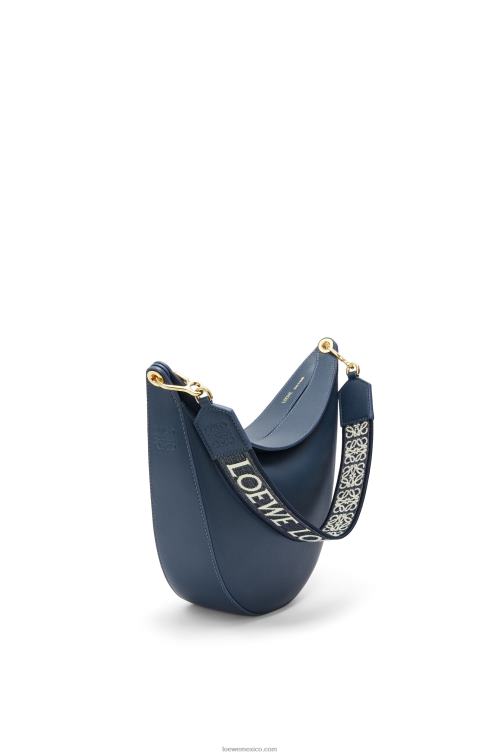 azul ónix bolso luna de piel de becerro satinada y jacquard Loewe R8J8Z483 mujer
