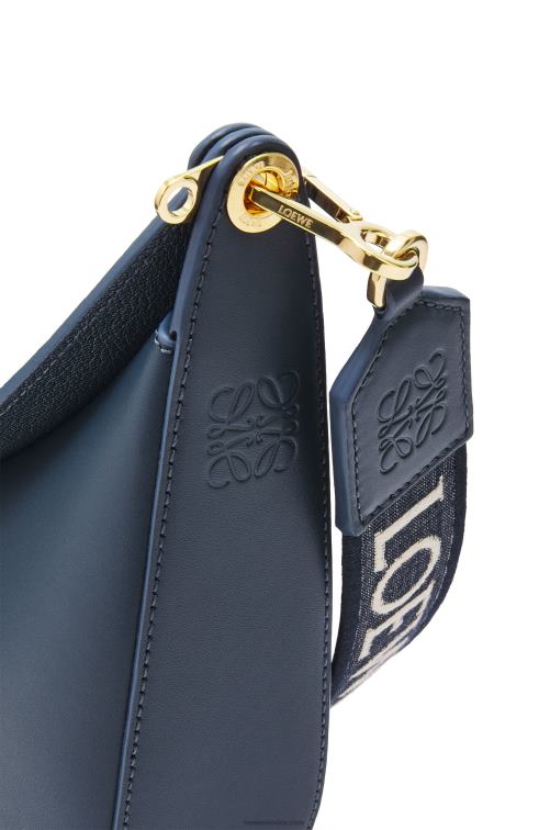 azul ónix bolso luna de piel de becerro satinada y jacquard Loewe R8J8Z483 mujer