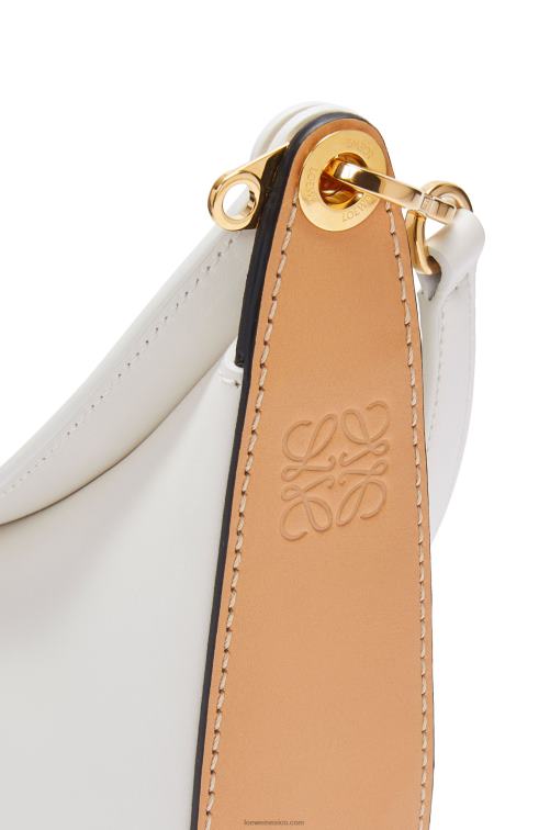 blanco suave/natural bolso luna pequeño de piel de becerro satinada Loewe R8J8Z449 mujer
